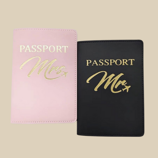 Mr/Mrs Lovers: Ensemble de 2 étuis en simili cuir pour passeport