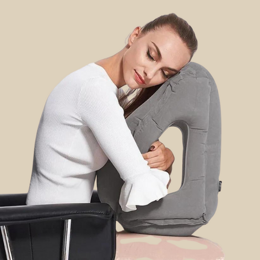 Oreiller de voyage gonflable, offrant un confort optimal lors des voyages en avion, en train ou au bureau